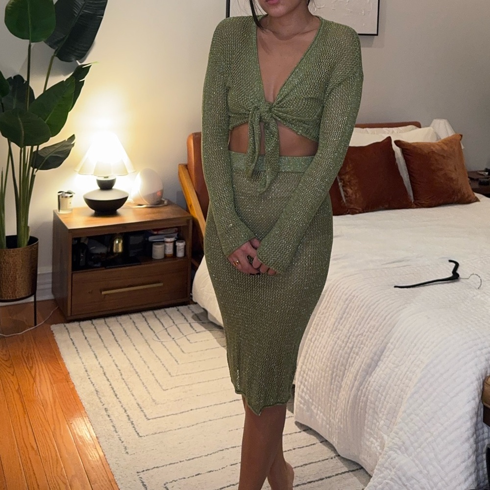 Knit Green Two-Piece Set